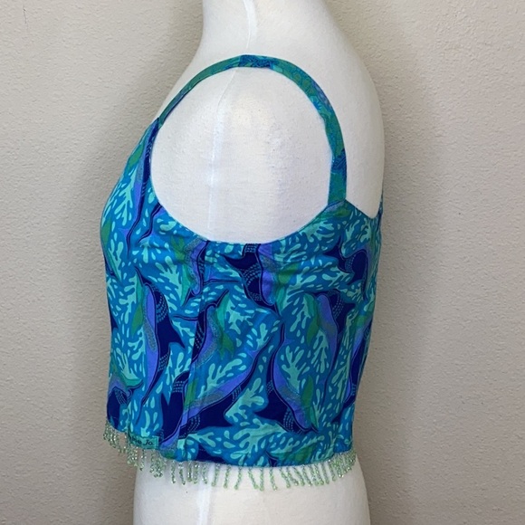 Rainbow-Jo Hawaii Dolphin Crop Top beach theme party summer Halloween sorority - Picture 6 of 11